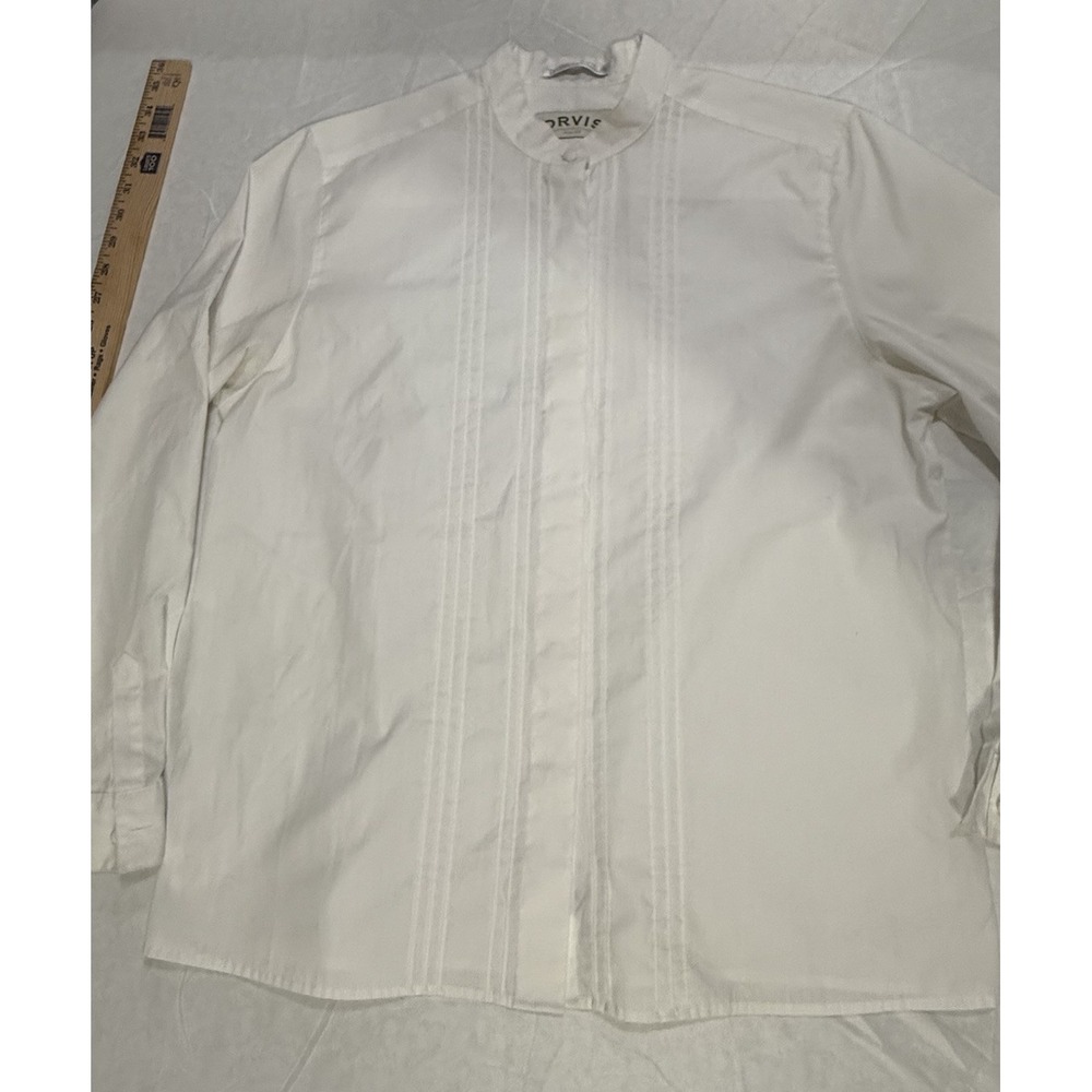 Orvis White Button Up Dress Shirt Size 12 Men's Long Sleeve‎  Cotton Blend - Picture 7 of 9